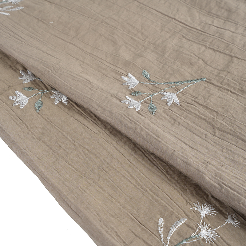 Kain Kerut Bunga Bordir Anggrek Biji Persik