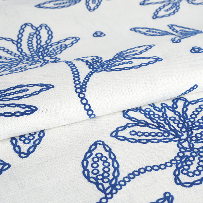 Kain Cetak Busa Bunga Linen Viscose 12S