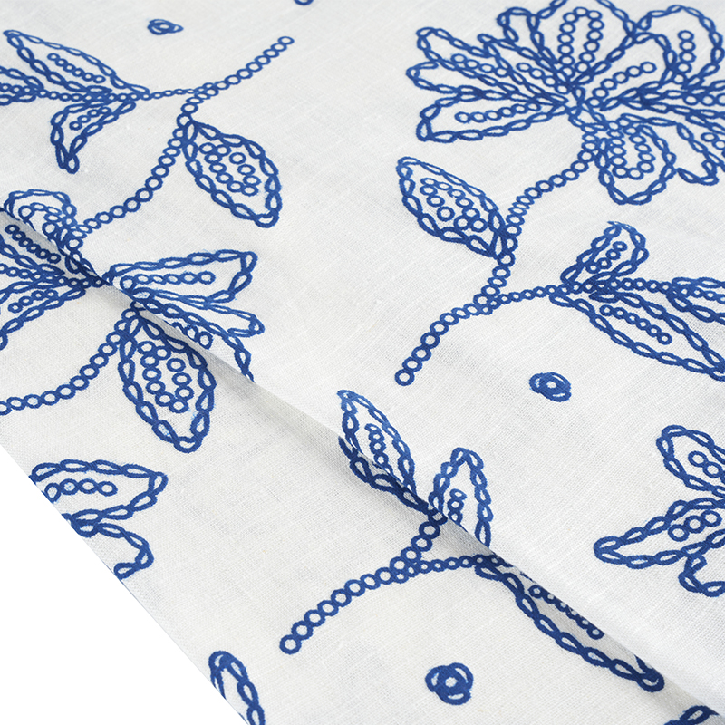 Kain Cetak Busa Bunga Linen Viscose 12S