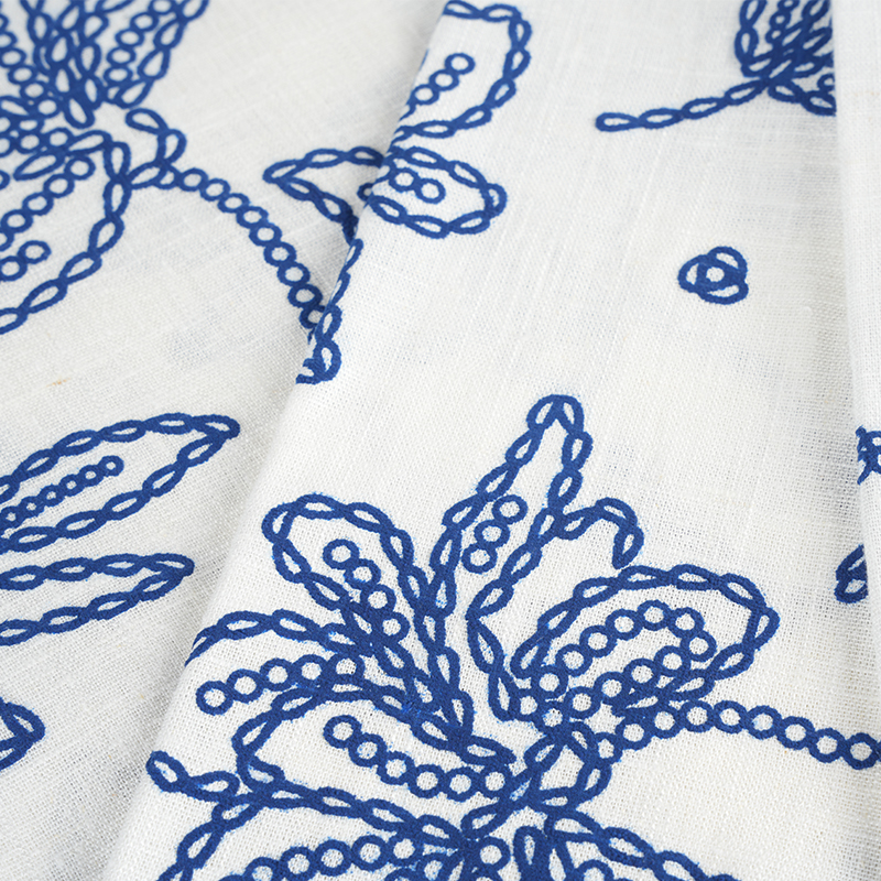 Kain Cetak Busa Bunga Linen Viscose 12S