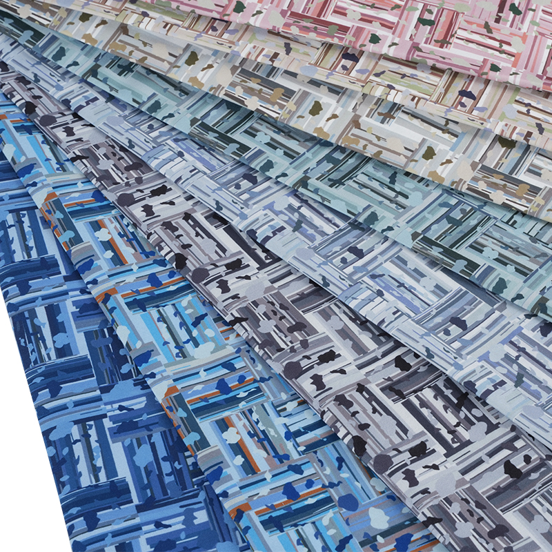 Kain Cetak Digital Blok Positif dan Negatif Abstrak Katun Sutra Keren 100D*40S